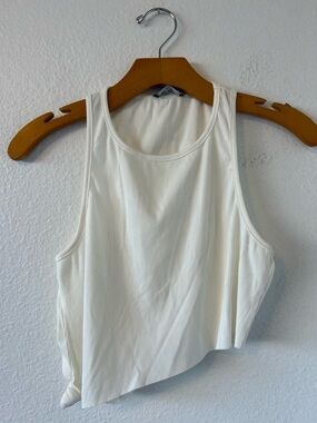 Naked Wardrobe Ribbed Asymmetrical Tank Top - Sleeveless Crop Size L